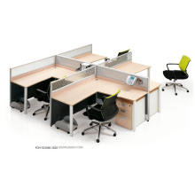 Conjunto de escritório desmontável de fácil montagem em formato vertical 7 de 4 estações de trabalho